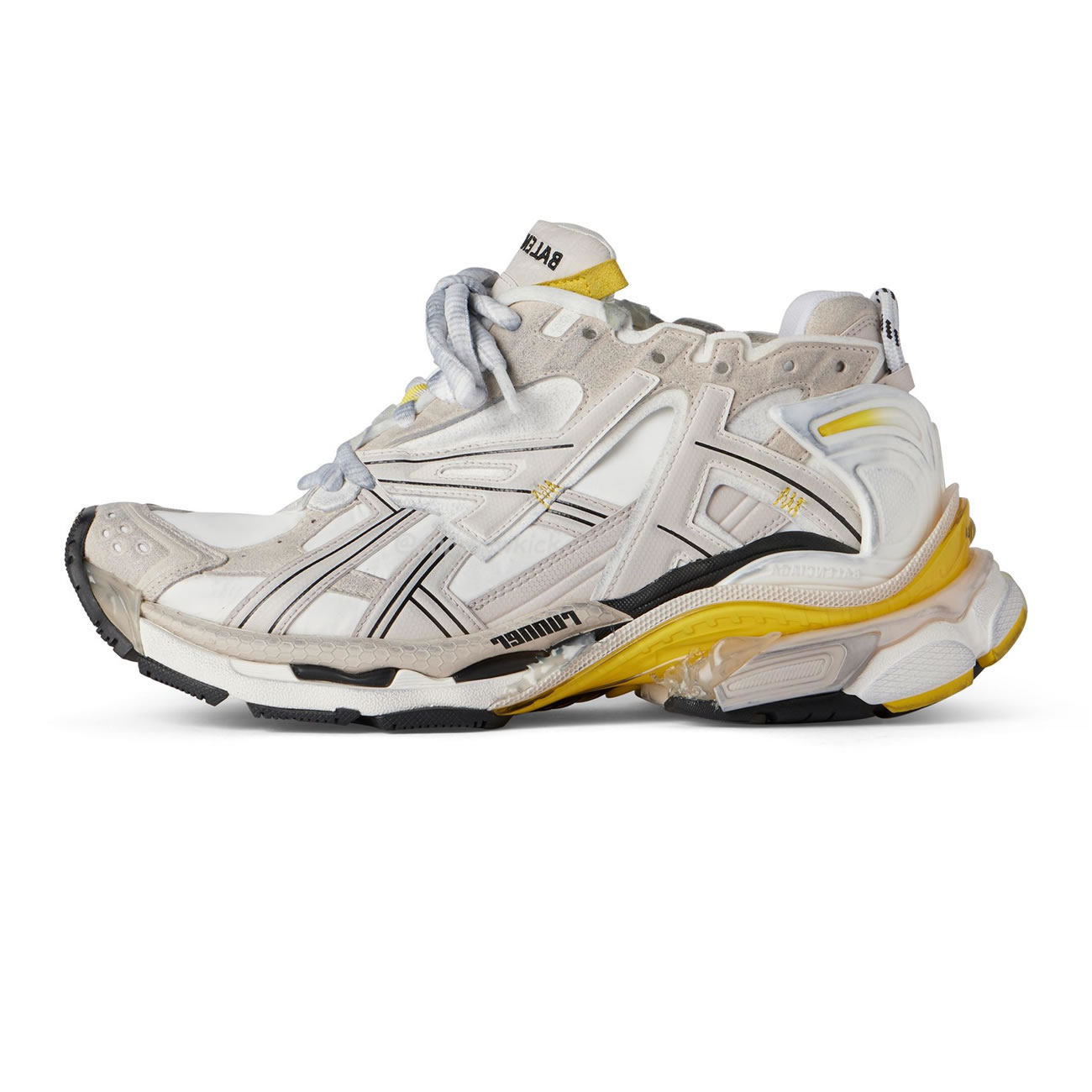 Balenciaga Runner Nylon Grey White Yellow Womens 772774 W3rny 9170 (1) - newkick.app